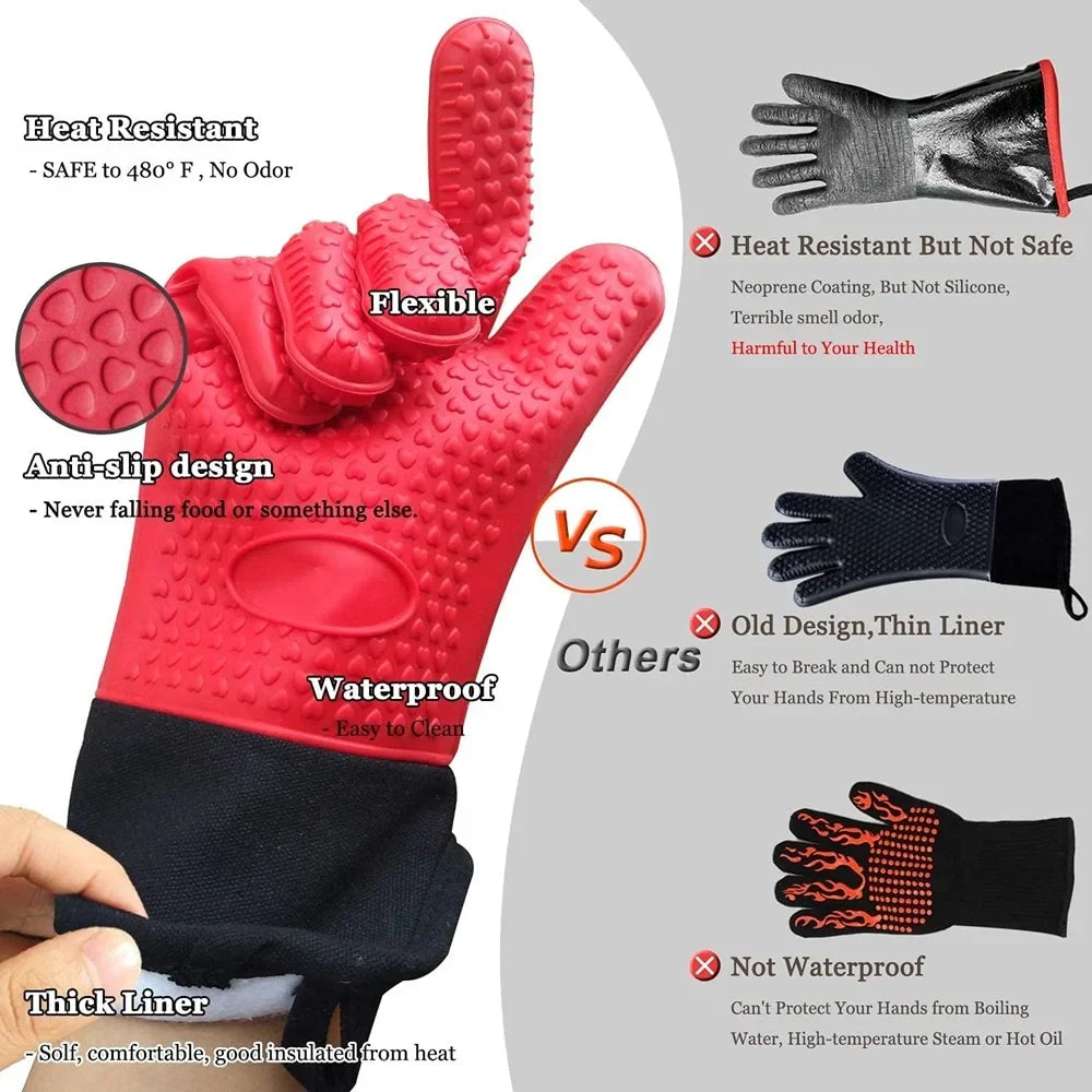 Heat Resistant BBQ Gloves with Non Slip Grip