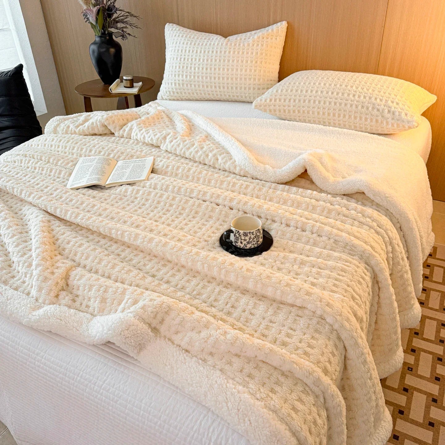 Cozy Double Layer Fleece Blanket with Soft Plush Finish