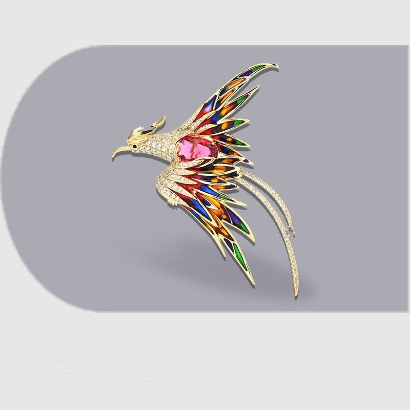 Vibrant Winged Phoenix Pin Badge