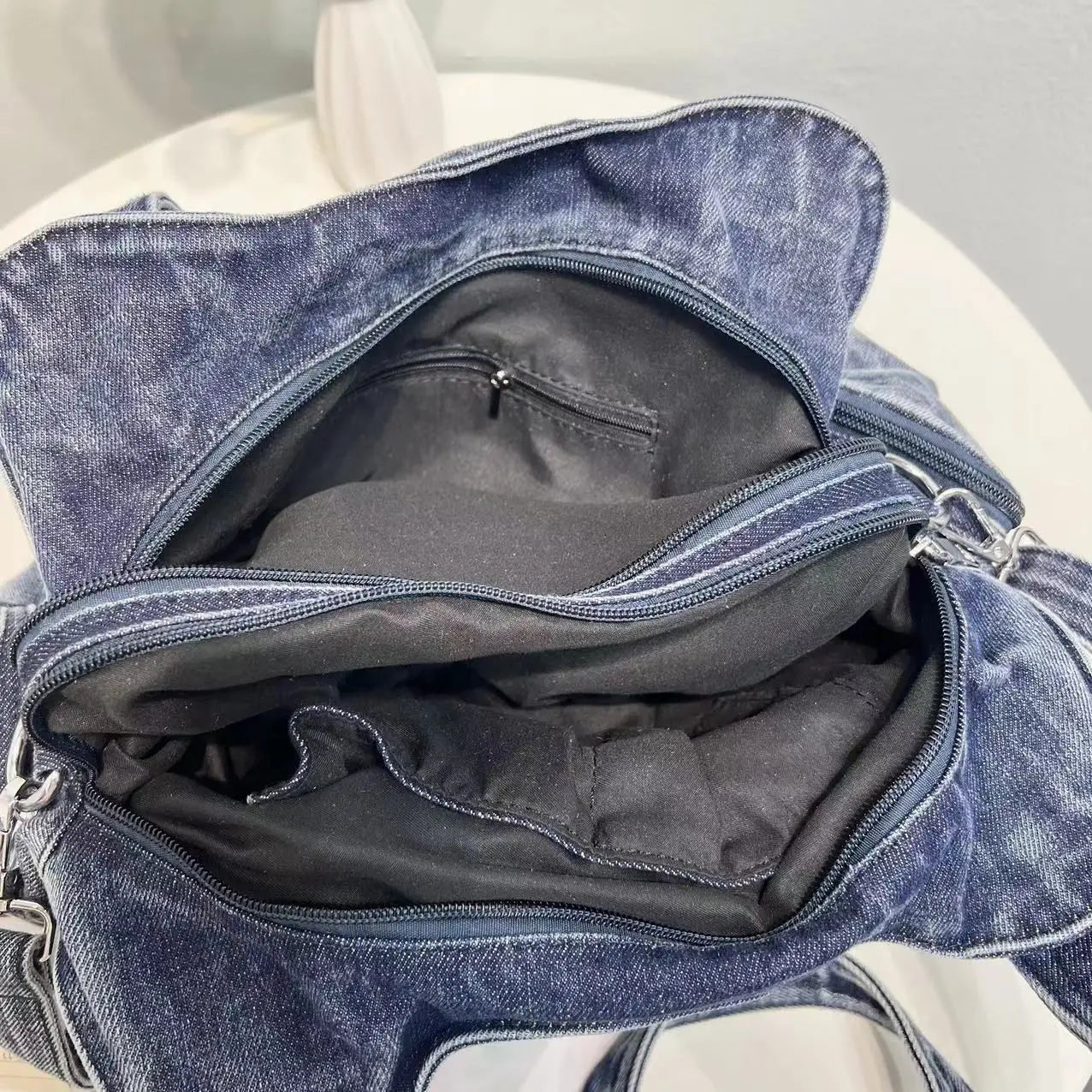 Classic Distressed Denim Cross Body Bag