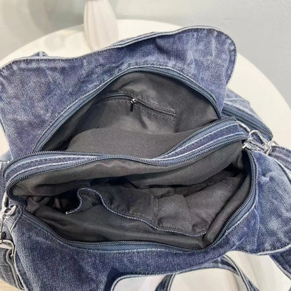 Classic Distressed Denim Cross Body Bag