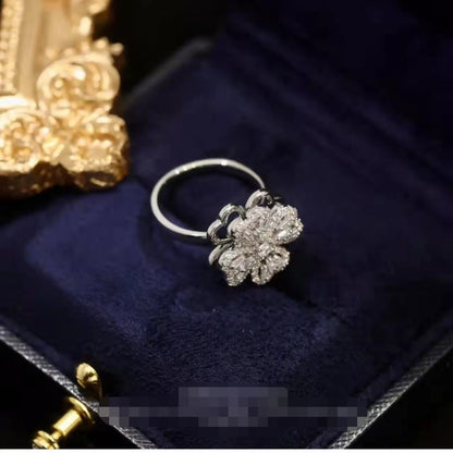 Sparkling Floral Zircon Statement Ring
