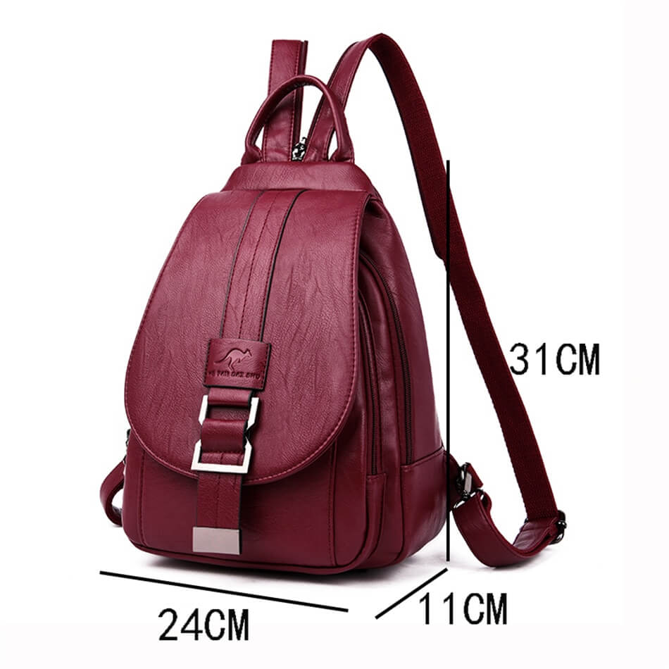 Secure Leather Ladies Backpack - Genuine Soft Sheepskin Rucksack