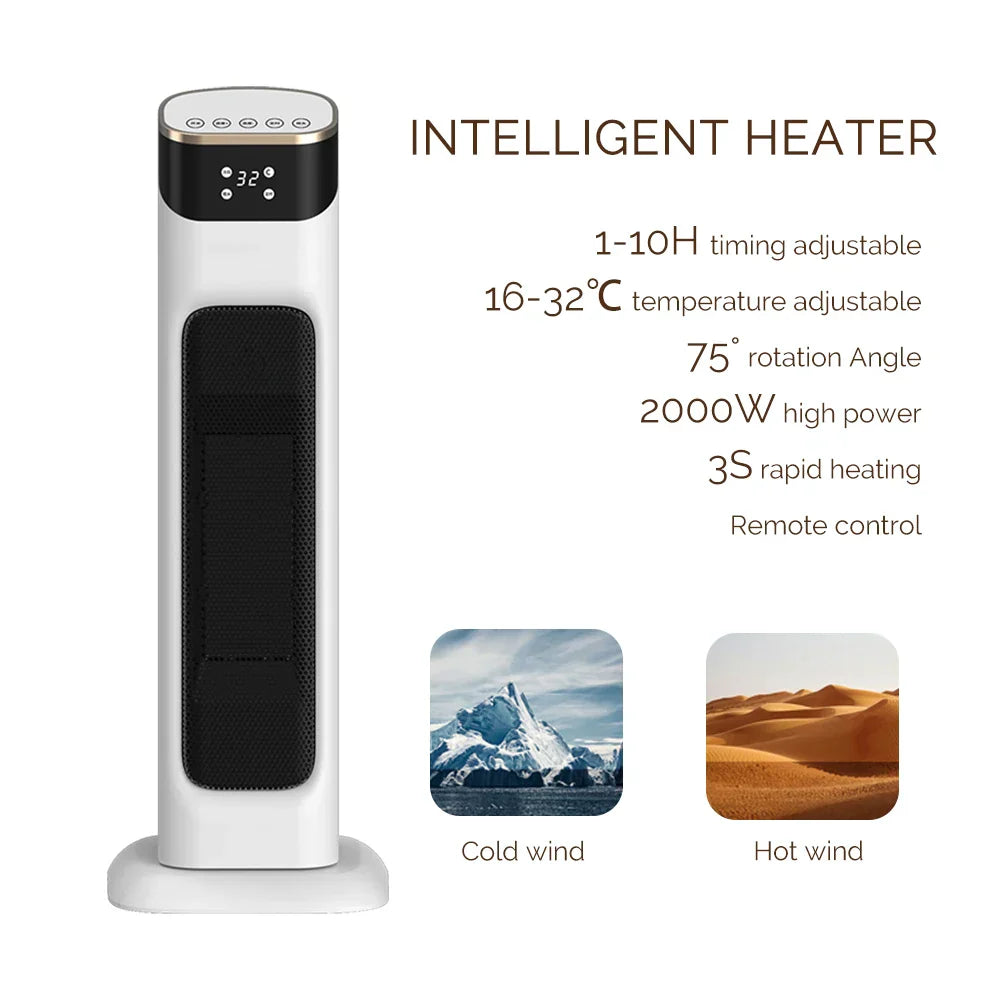 Compact Electric Space Heater with Thermostat and Remote