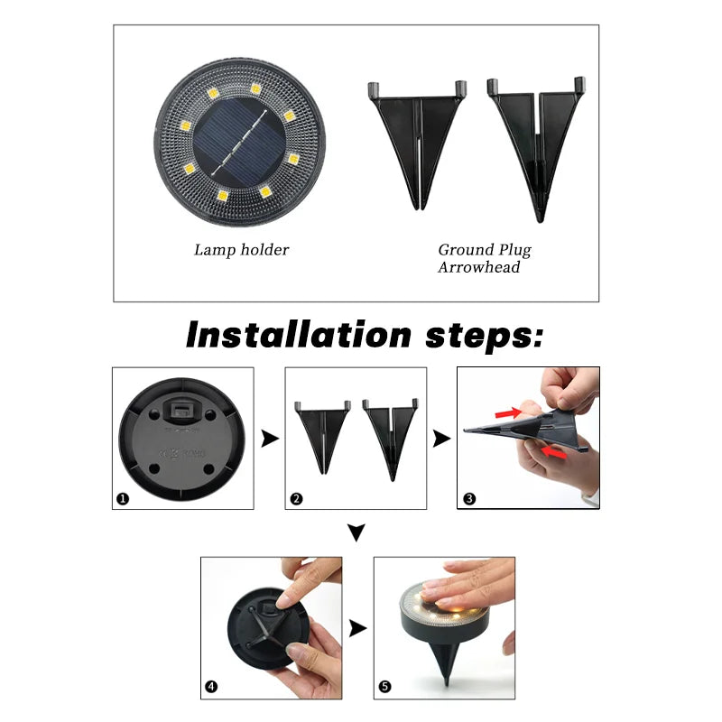 Outdoor Solar LED Ground Lamp Waterproof Automatic