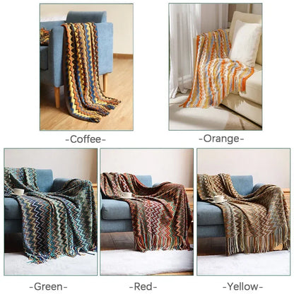 Cozy Fringe Throw Blanket Rustic Red Soft Plush