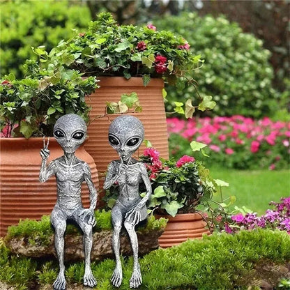 Alien Garden Statue UFO Decor Figurine
