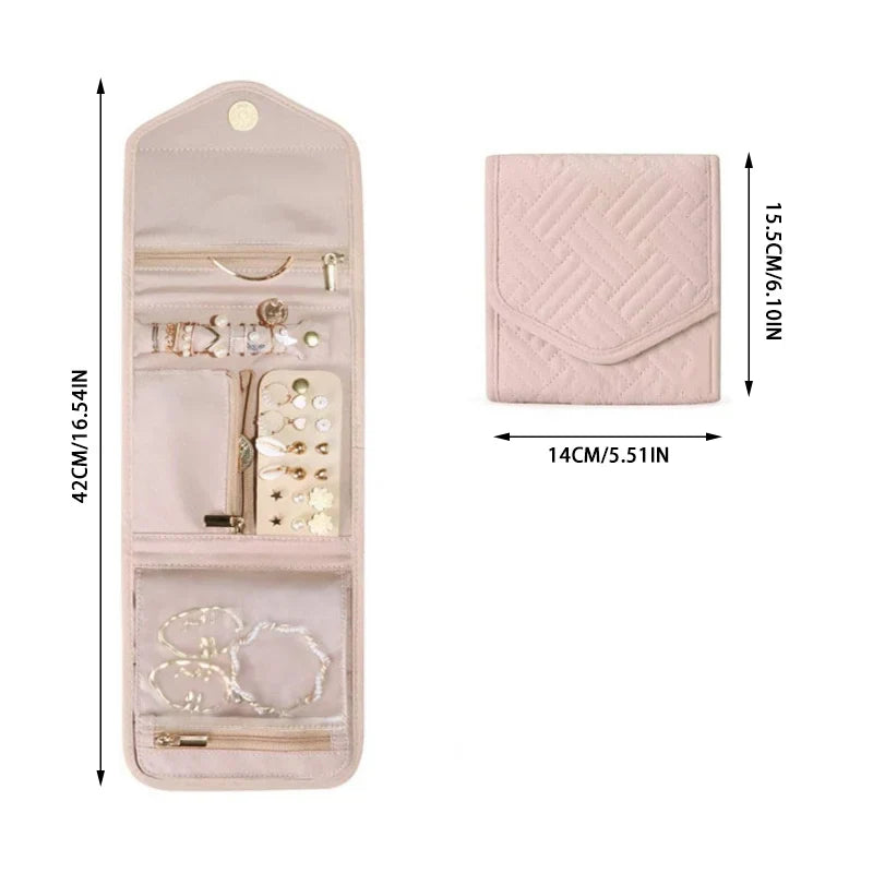 Portable Travel Jewelry Roll Up Storage Pouch