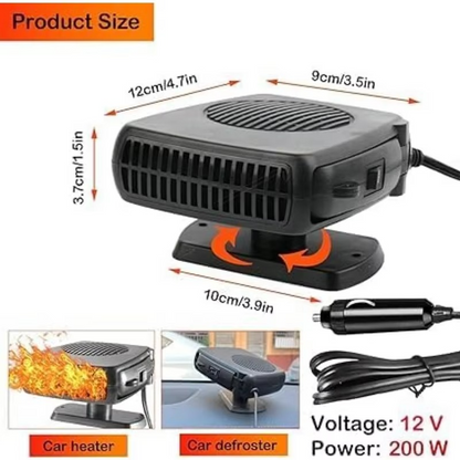 Compact Car Heater Defroster 2-in-1 Fan