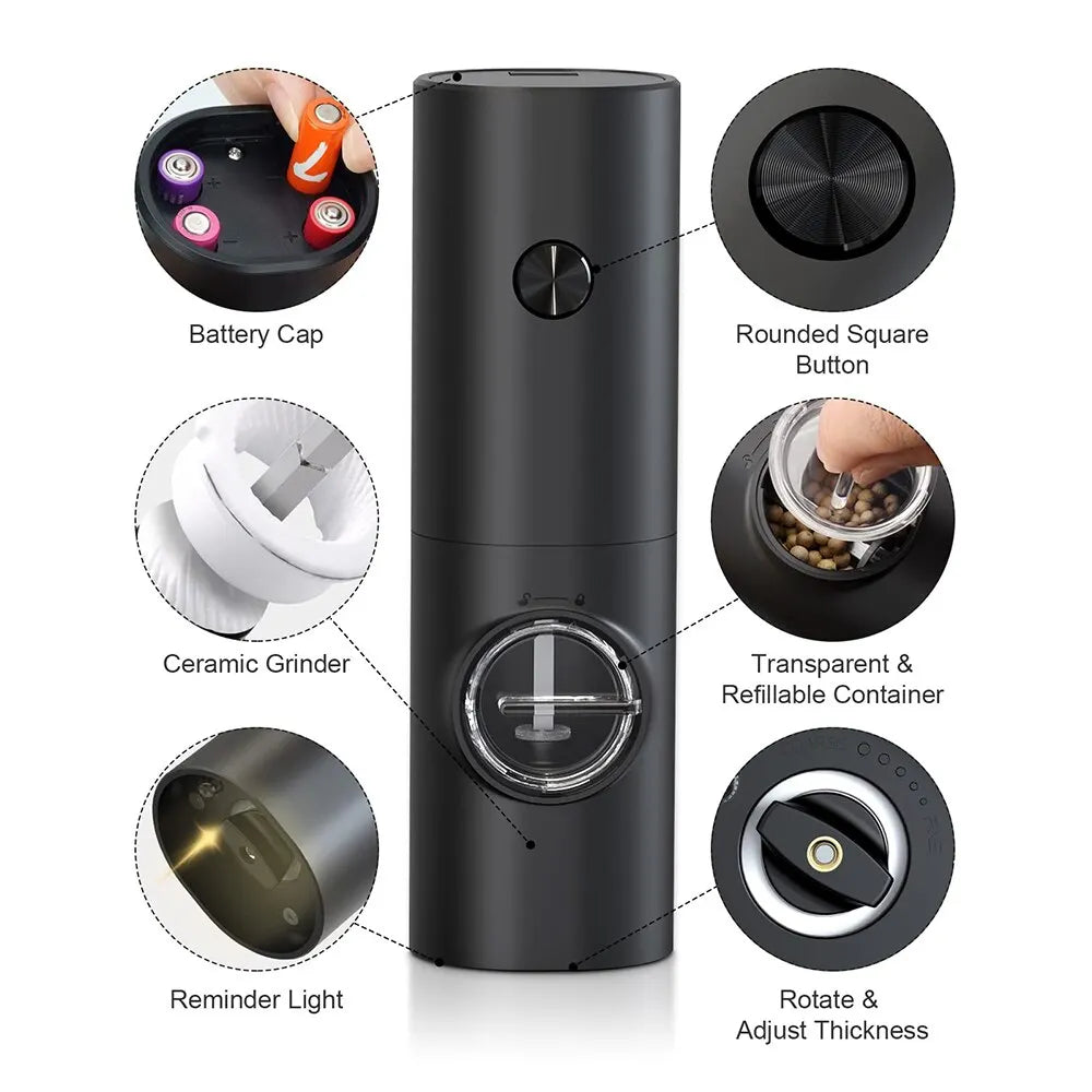 Compact Electric Salt & Pepper Grinder Set