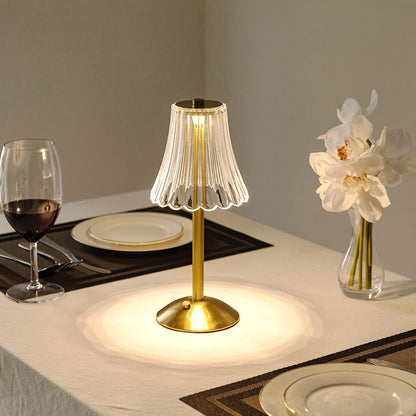 Elegant Glass Table Lamp with Warm Gold Lighting