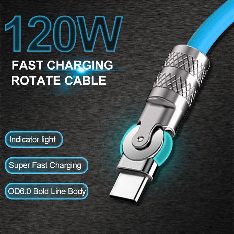 Fast Charging Phone Cable with 360 Rotator