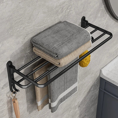Compact Black Wall Mount Bathroom Towel Holder