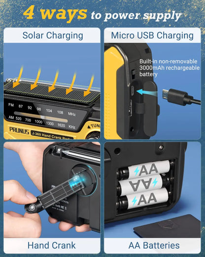 Compact Emergency Radio with Flashlight and Power Bank