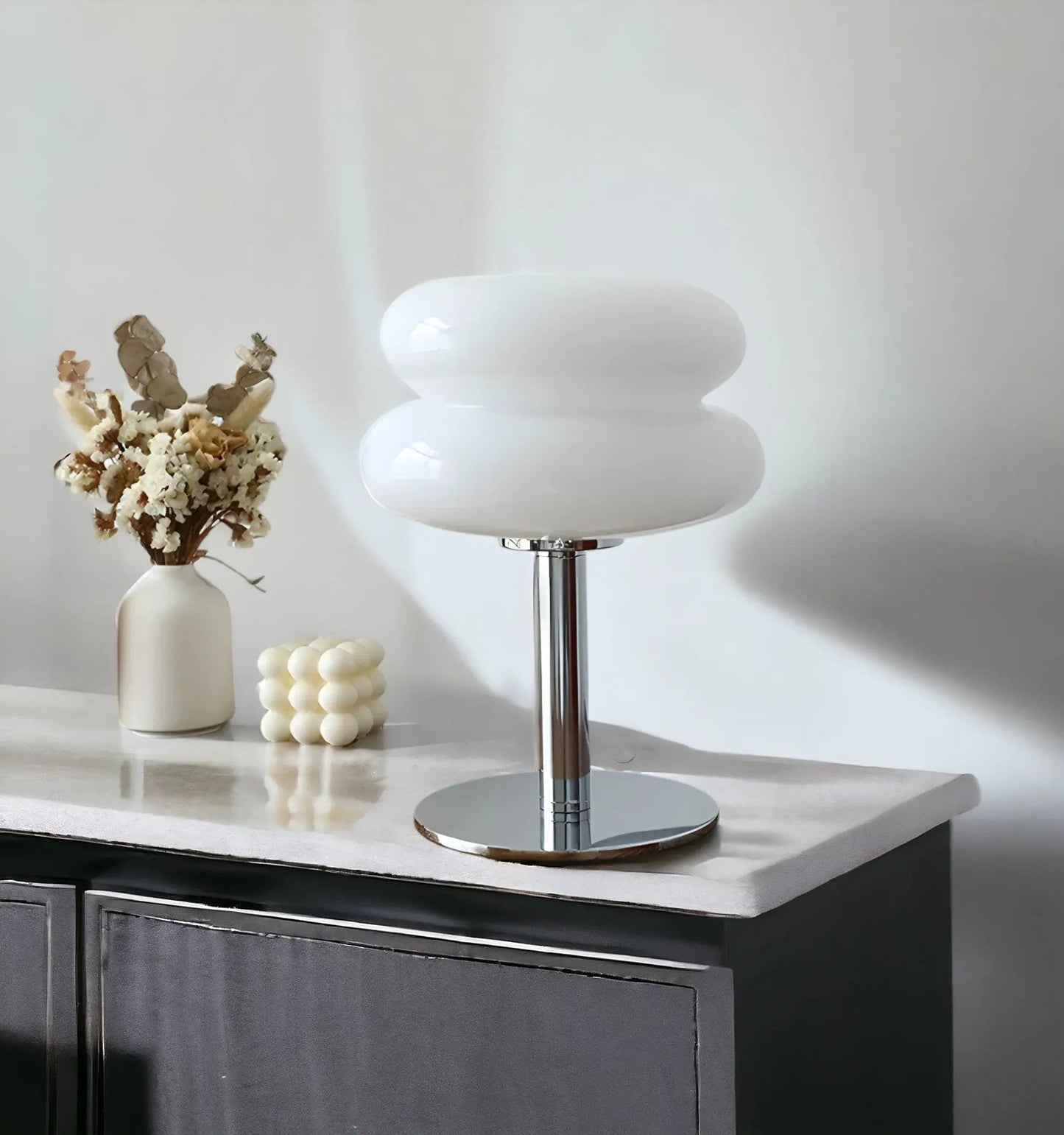 Stylish Glass Desk Lamp with USB and Color Changing Light - Fesara