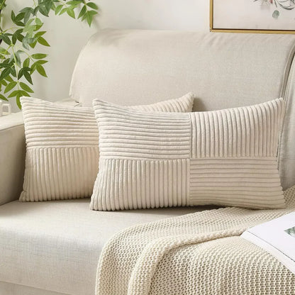 Soft Corduroy Striped Pillow Covers Set
