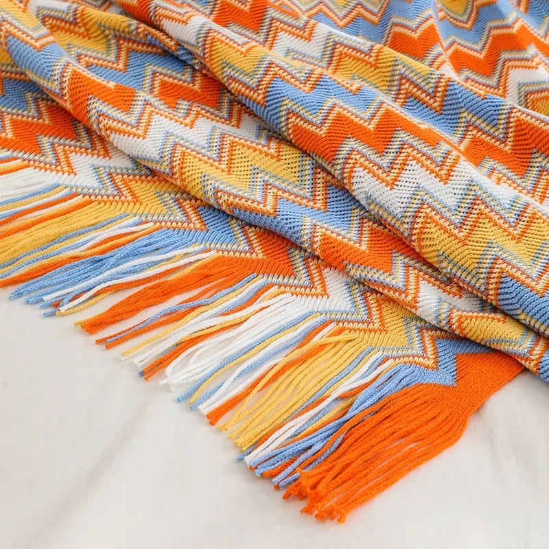 Cozy Fringe Throw Blanket Rustic Red Soft Plush