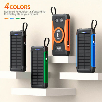 Portable 10000mAh Solar Power Bank with Fast Wireless Charging