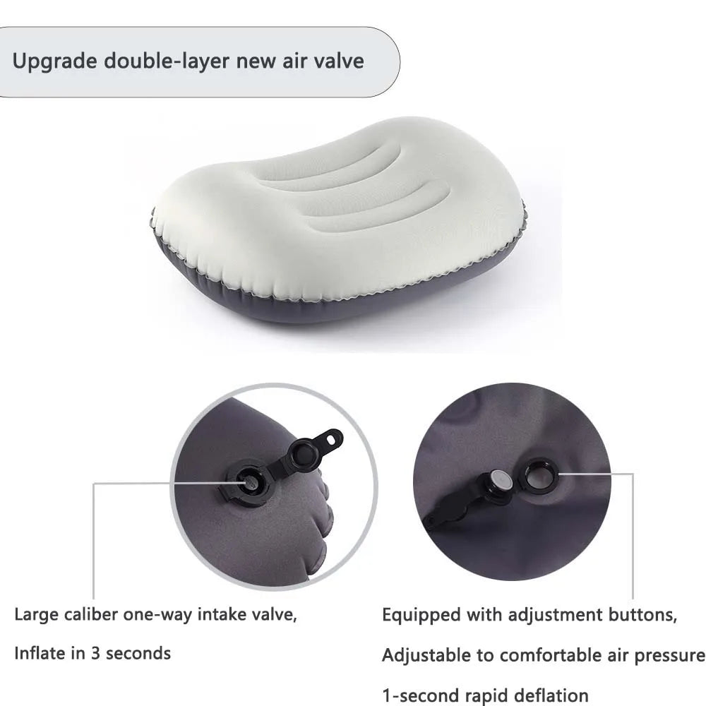 Portable Inflatable Travel Pillow with Neck Support Cushion