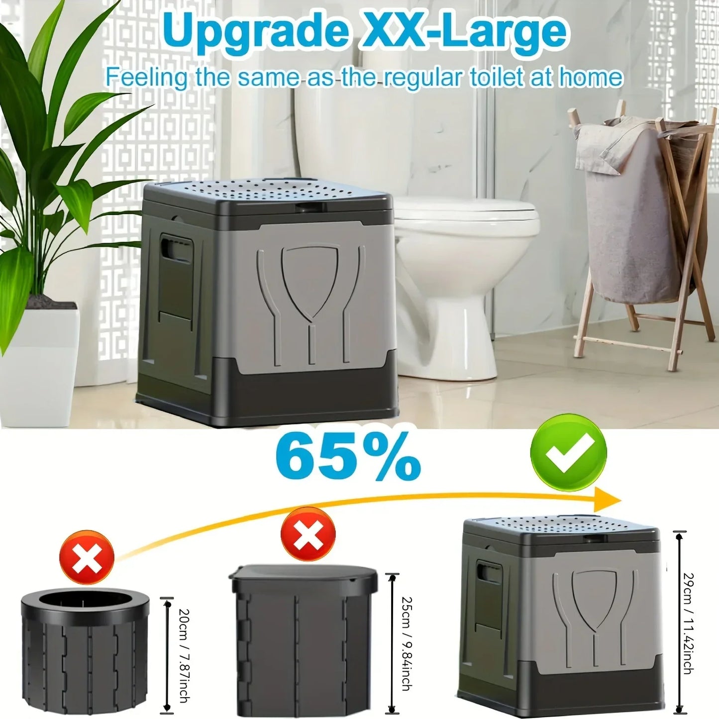 Collapsible Outdoor Toilet Seat Extra Large Portable