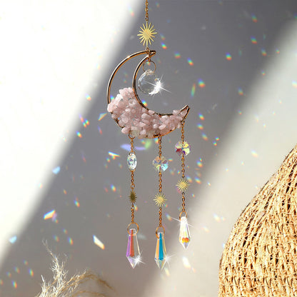 Sparkling Crystal Moon Window Decor