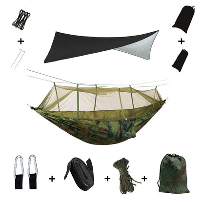 Lightweight Portable Camping Hammock with Bug Net & Rain Fly