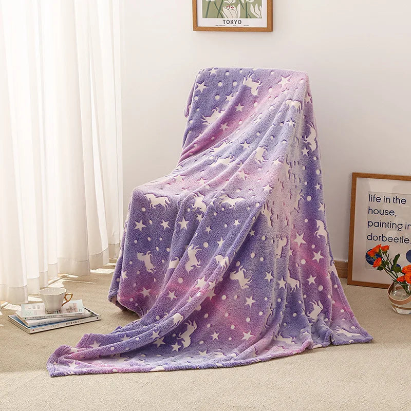 Soft Glow Blanket with Stars and Hearts Design