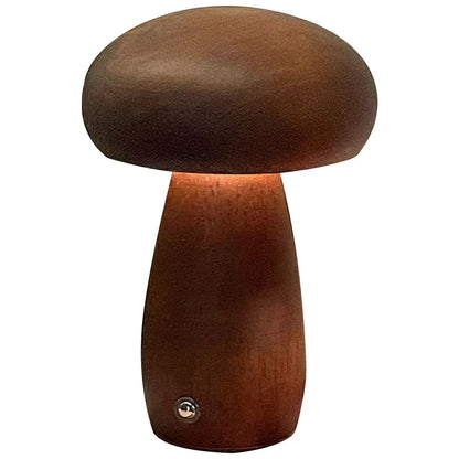 Wooden Dimmable LED Mushroom Table Lamp