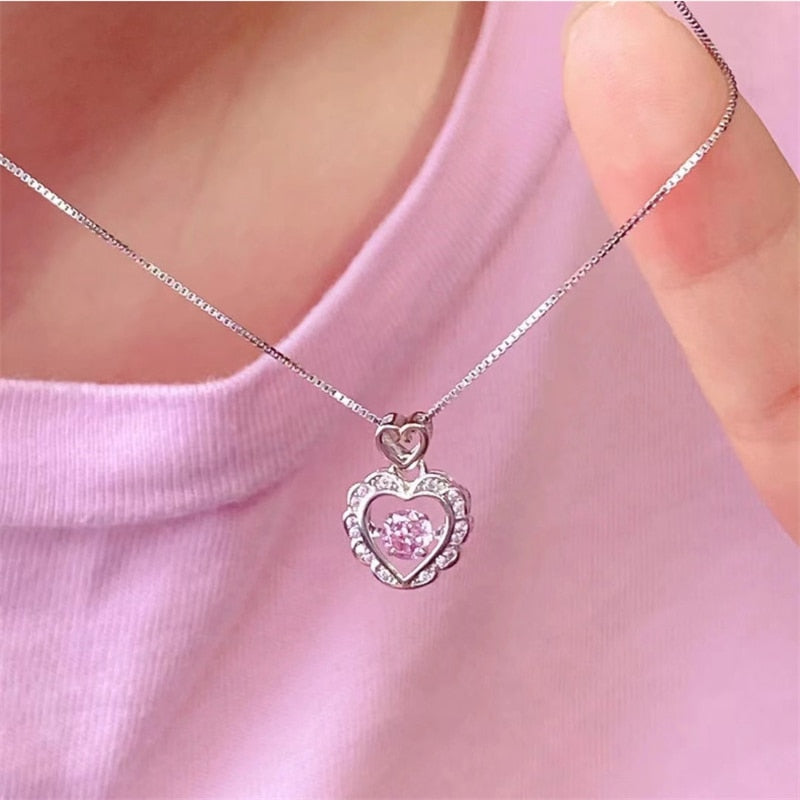 Sparkling Crystal Heart Pendant Necklace