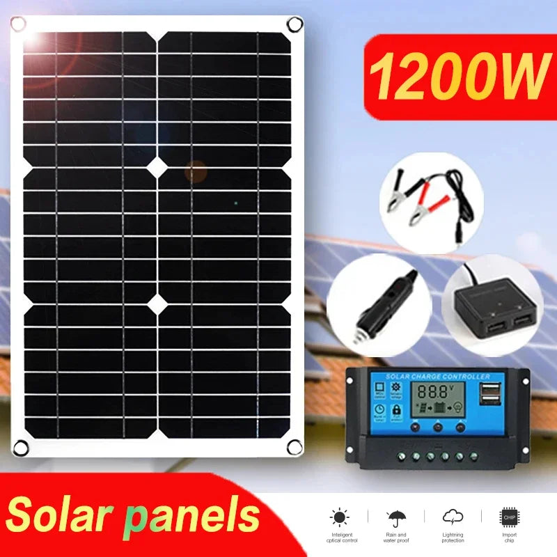 Portable 1200W Solar Power Charger Panel Kit