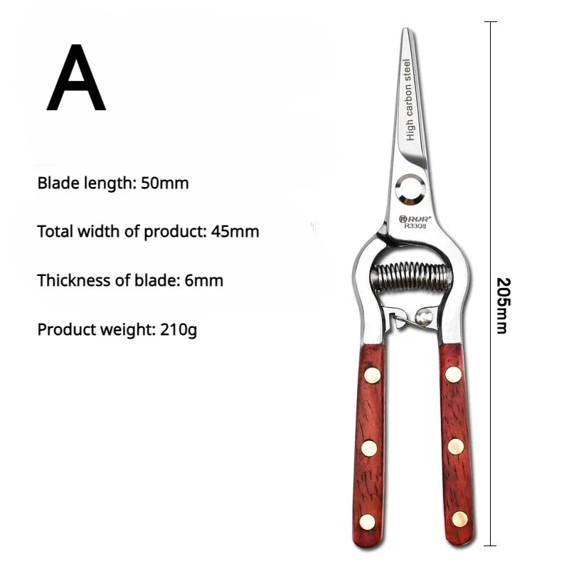 Pruning Garden Shears with Wood Handle & Sharp Blade - Fesara