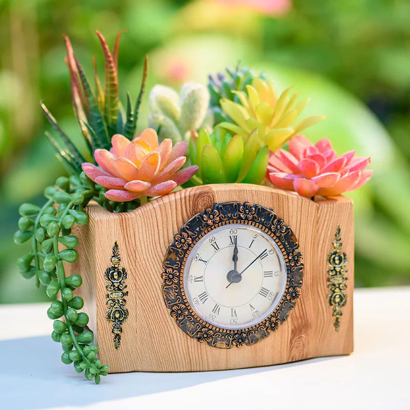 Rustic Floral Table Clock