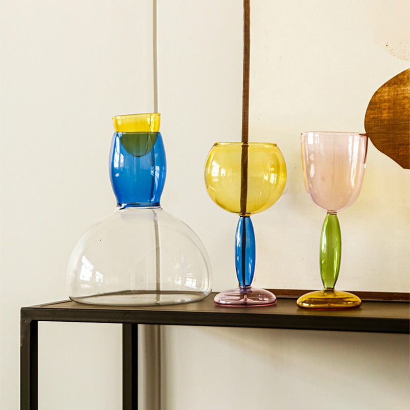 Colorful Glass Pitcher and Cup Set by Phillips