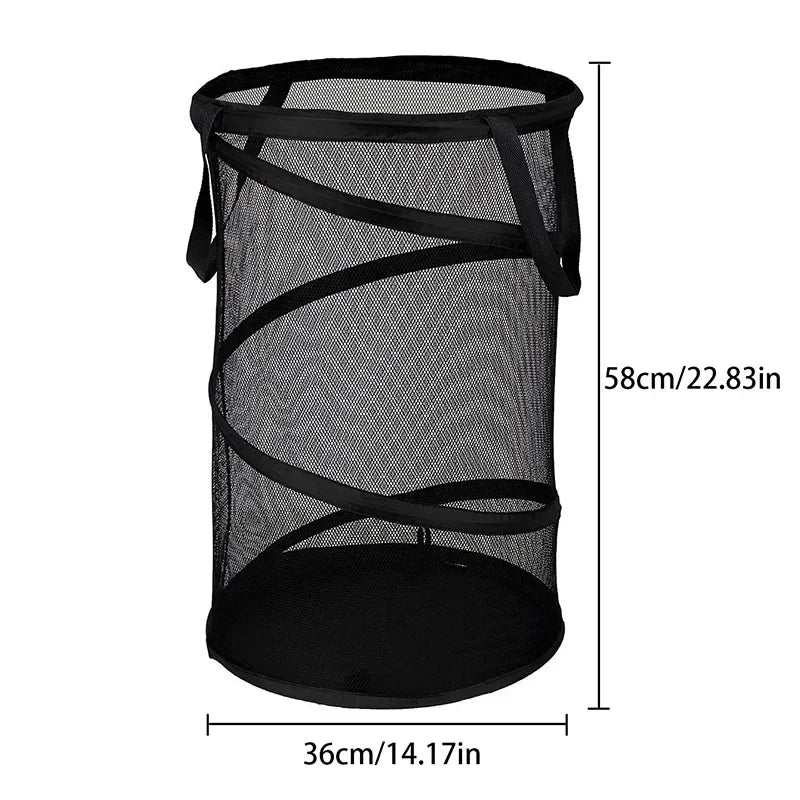 Portable Folding Laundry Hamper with Mesh Panels - Fesara
