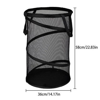 Portable Folding Laundry Hamper with Mesh Panels - Fesara