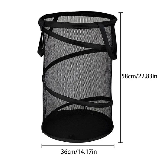Portable Folding Laundry Hamper with Mesh Panels - Fesara