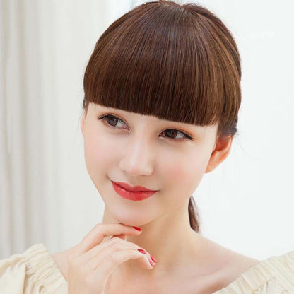 Easy Clip On Realistic Fake Hair Fringe Bangs