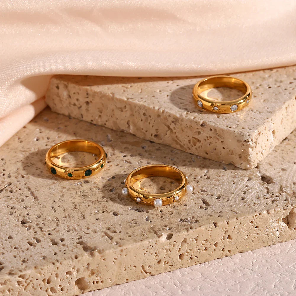 Luxury Diamond Star Studded Gold Ring