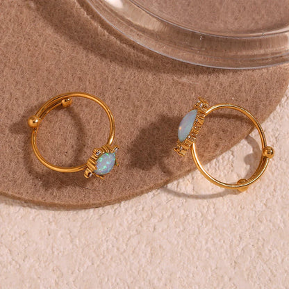 Sparkling Opal Diamond Accent Adjustable Rings