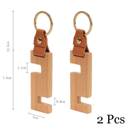 Compact Wooden Phone Holder Keychain - Fesara
