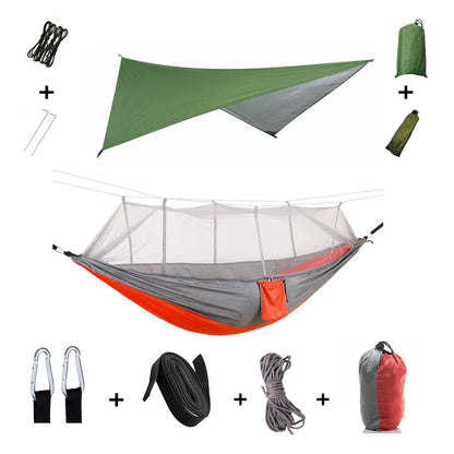 Lightweight Portable Camping Hammock with Bug Net & Rain Fly