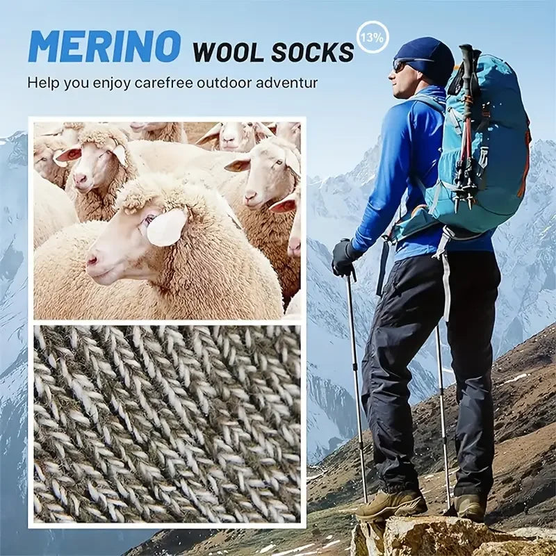 Thermal Merino Wool Hiking Socks for Men Women