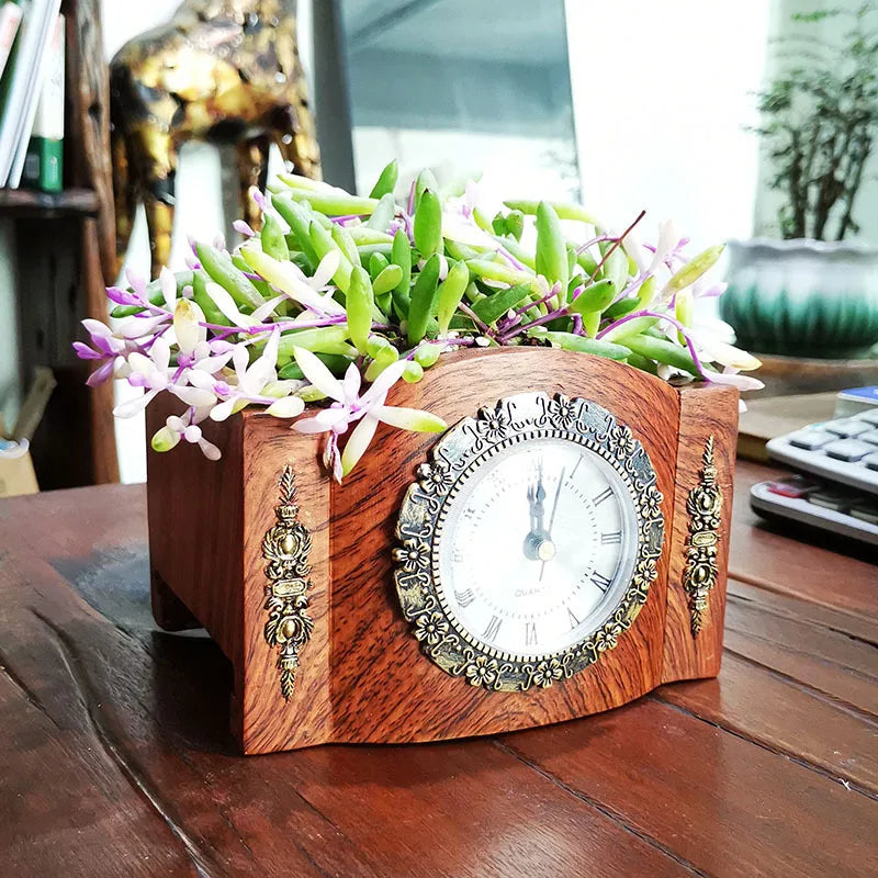 Rustic Floral Table Clock