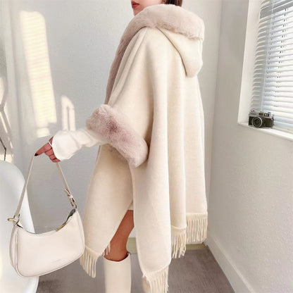 Cozy Women's Hooded Throw Poncho Blanket