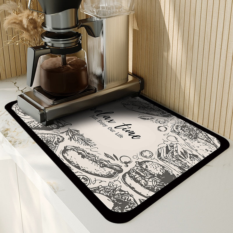 Non-Slip Kitchen Mat for Drying Dishes Safely