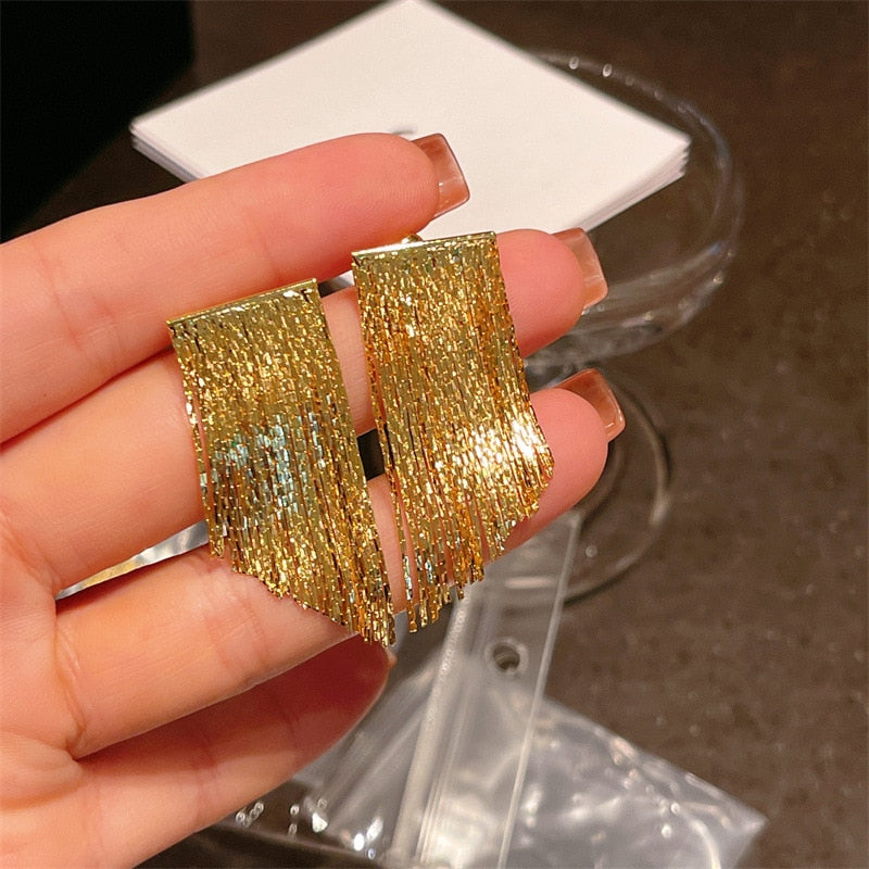 Luxury Gold Drop Tassel Earrings