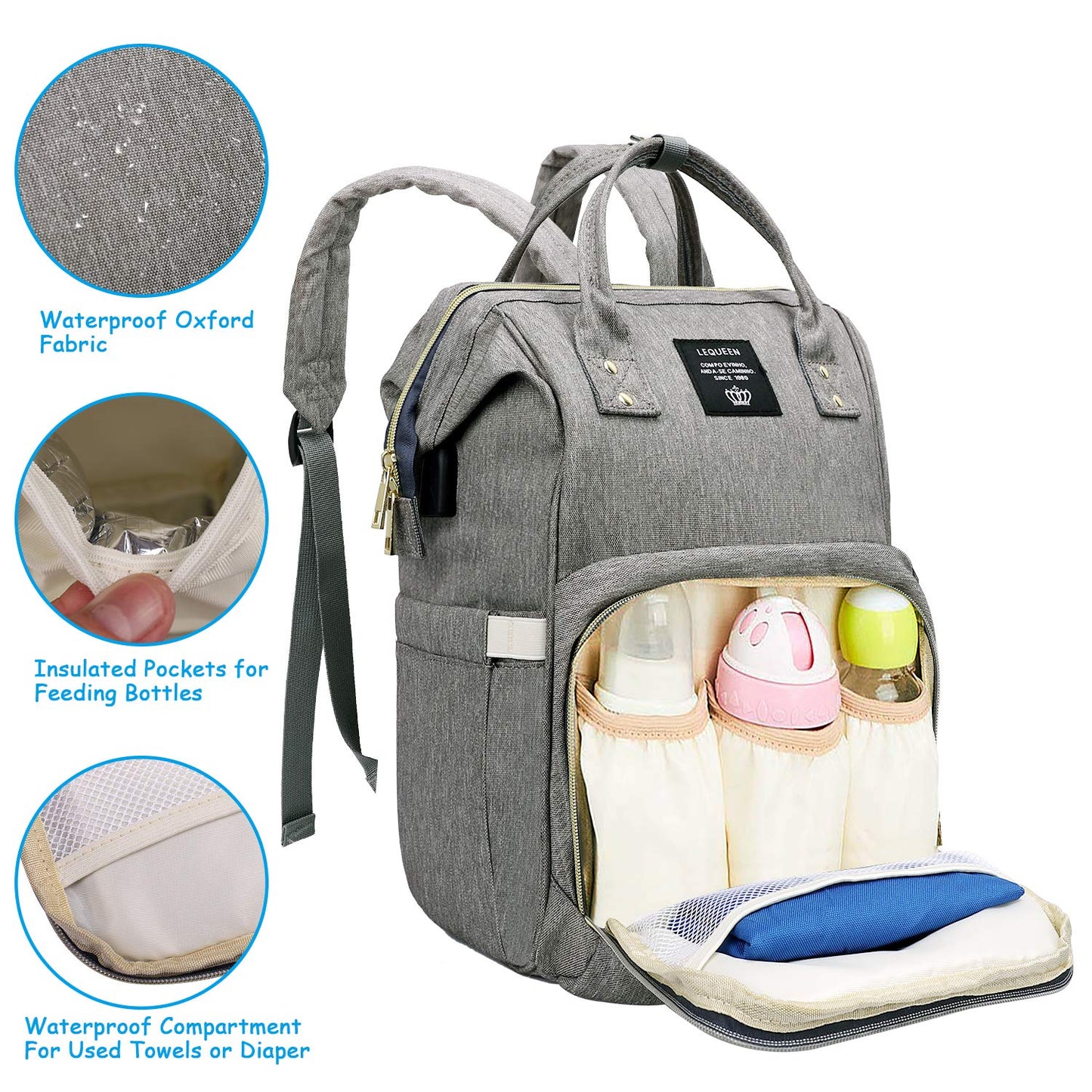 Spacious USB Baby Diaper Bag Backpack