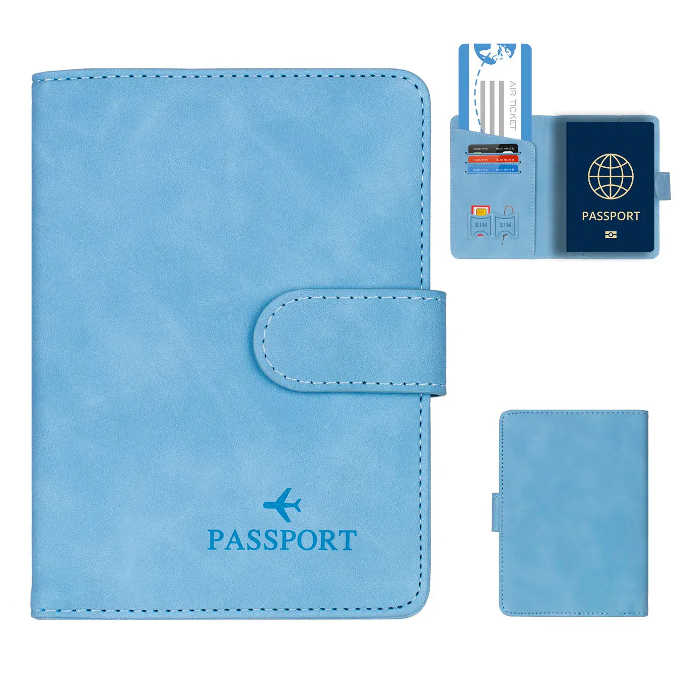 Genuine Leather Passport Wallet with RFID Blocker