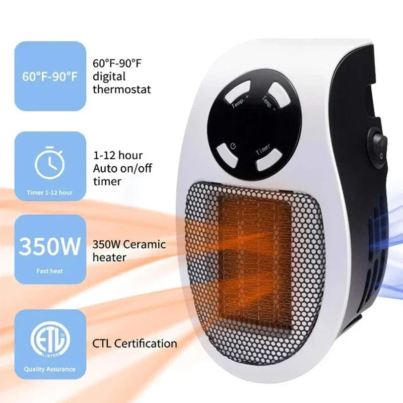 Compact 350W Electric Space Heater with Remote Control