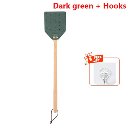 Premium Leather Fly Swatter with Wooden Handle - Fesara